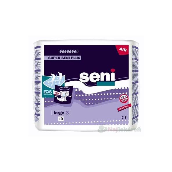 Seni SUPER PLUS AIR large 3 plienkové nohavičky, obvod 100-150cm,10ks