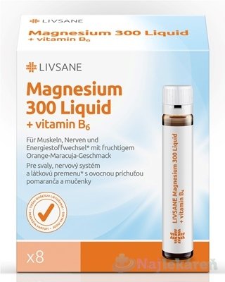 E-shop Livsane tekuté magnézium s vitamínom B6 8x30ml