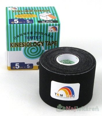 E-shop TEMTEX KINESOLOGY TAPE tejpovacia páska, 5cmx5m, čierna 1ks