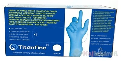 E-shop Titanfine Nitrilové vyšetrovacie rukavice veľkosť M, bez púdru, 100 ks