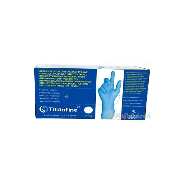 Titanfine Nitrilové vyšetrovacie rukavice veľkosť S, bez púdru, 100 ks