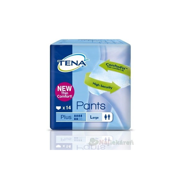 TENA PANTS PLUS LARGE NEW naťahovacie abs. nohavičky, savosť 1440ml, obvod bokov 100-135cm,14ks