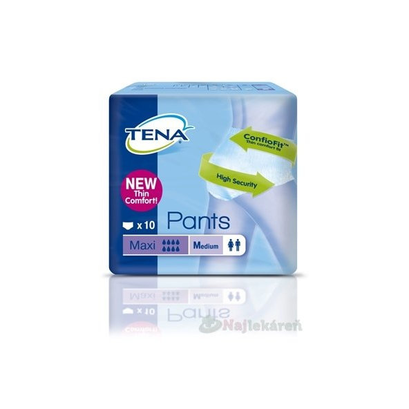 TENA PANTS MAXI MEDIUM NEW naťahovacie abs. nohavičky savosť 2550ml, obvod bokov 80-110cm,10ks