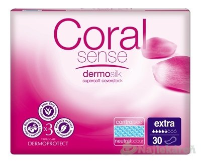E-shop Coral Sense Extra vložky inkontinenčné, pre ženy, 33cm, 30ks