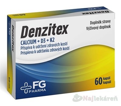 E-shop DENZITEX - pre zdravé kosti (Vápnik, Vitamín D3 a K2), 60 cps