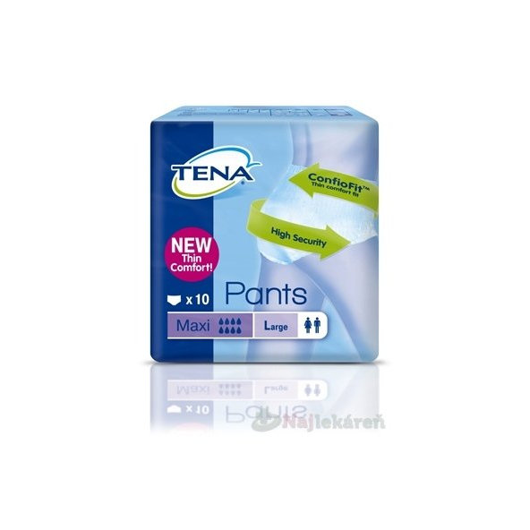 TENA PANTS MAXI LARGE NEW naťahovacie absorpčné nohavičky savosť 2550ml, obvod bokov 100-135cm,10ks