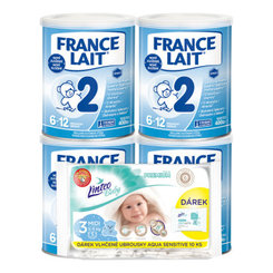 France Lait 2 mliečna výživa 6-12 m a Linteo Baby plienky Midi 5-9 kg