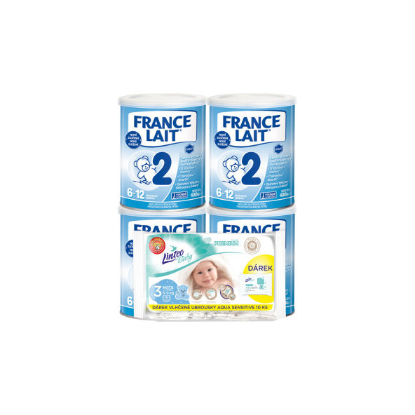 France Lait 2 mliečna výživa 6-12 m a Linteo Baby plienky Midi 5-9 kg