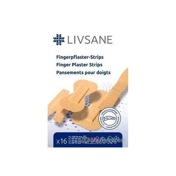 LIVSANE Náplasť na prsty prúžky 4 rozmery, 16 ks