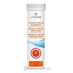 LIVSANE Vitamín C 1000 mg, šumivé tablety, príchuť červený pomaranč 20 tbl
