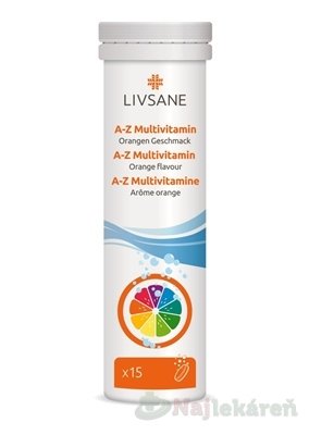 E-shop LIVSANE A-Z Multivitamín šumivé tablety, príchuť pomaranč 15 tbl
