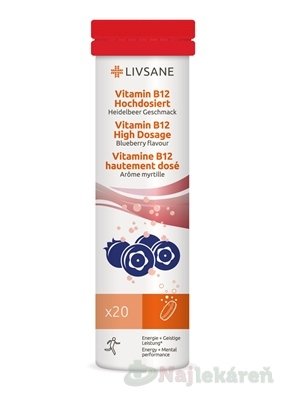 E-shop LIVSANE B12 šumivé tablety, príchuť čučoriedka 20 tbl