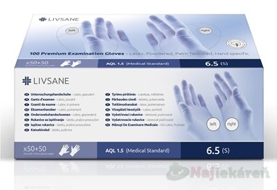 E-shop LIVSANE Premium Latexové rukavice pudrované (S) 100 ks