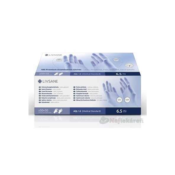 LIVSANE Premium Latexové rukavice pudrované (S) 100 ks