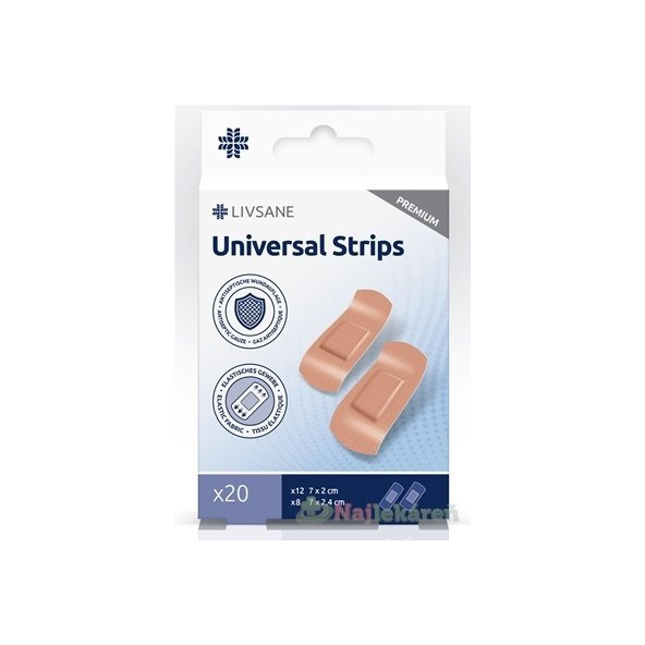 LIVSANE Náplasť univerzálna PREMIUM prúžky 2 veľkosti 20ks