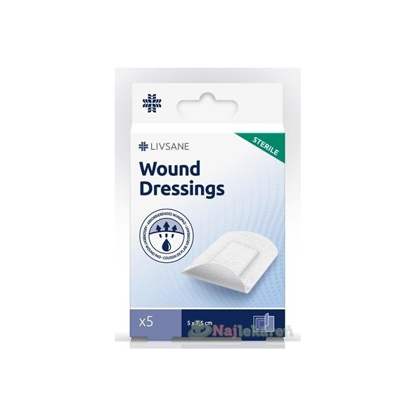 LIVSANE Náplasť sterilná 5x7,5 cm, 5 ks