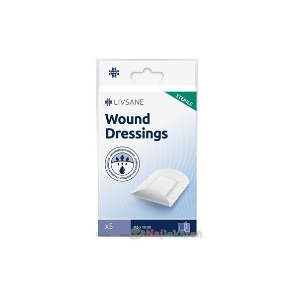 LIVSANE Náplasť sterilná 7,5 x10 cm, 5 ks
