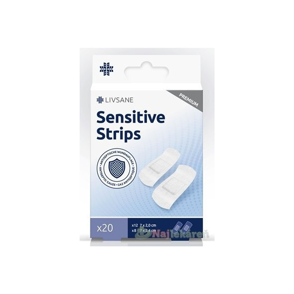 LIVSANE Náplasti Sensitive PREMIUM prúžky 2 veľkosti 20 ks