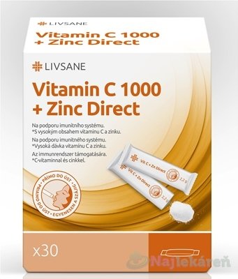E-shop LIVSANE Vitamín C 1000 + Zinok Direct 30 ks