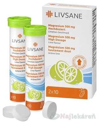 E-shop LIVSANE Magnézium 500 mg šumivé tablety, Limetka 20 tbl