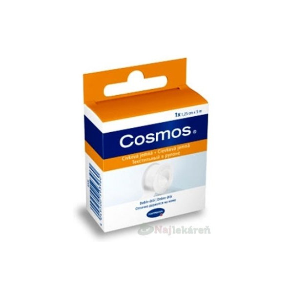 COSMOS Cievková jemná náplasť fixačná z netkaného textilu (1,25cmx5m) 1ks