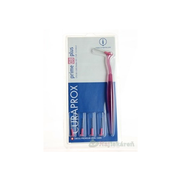 CURAPROX CPS 08 prime plus ružová medzizubné kefky 5 ks + držiak UHS 451, 1 set