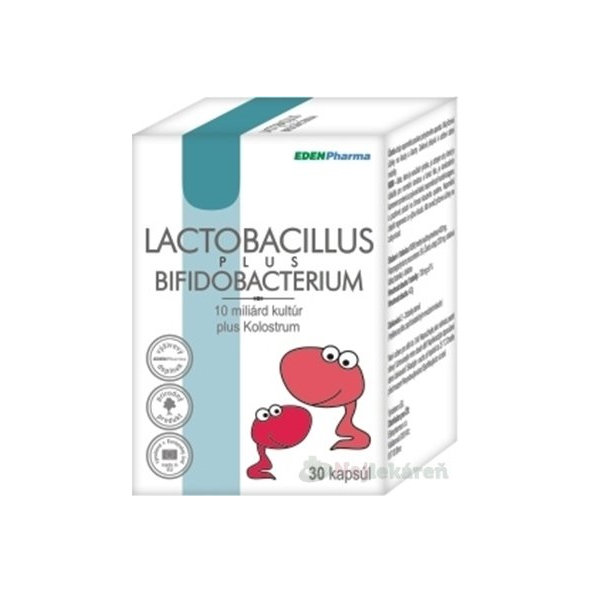 EDENPharma LACTOBACILLUS PLUS BIFIDOBACTERIUM na podporu správneho trávenia, cps 1x30 ks