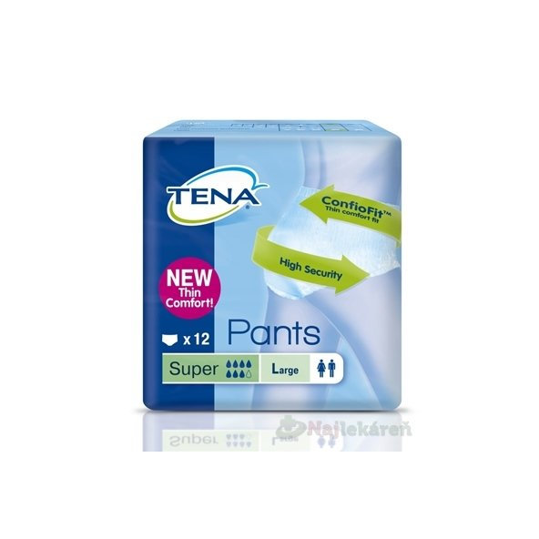 TENA PANTS SUPER LARGE naťahovacie absorpčné nohavičky savosť 2010ml, obvod bokov 100-135cm, 12ks