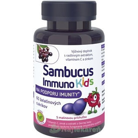 Sambucus Immuno Kids, malinové želatínové cukríky, 60 ks
