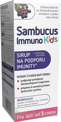 E-shop Sambucus Immuno Kids, malinový sirup, 120 ml