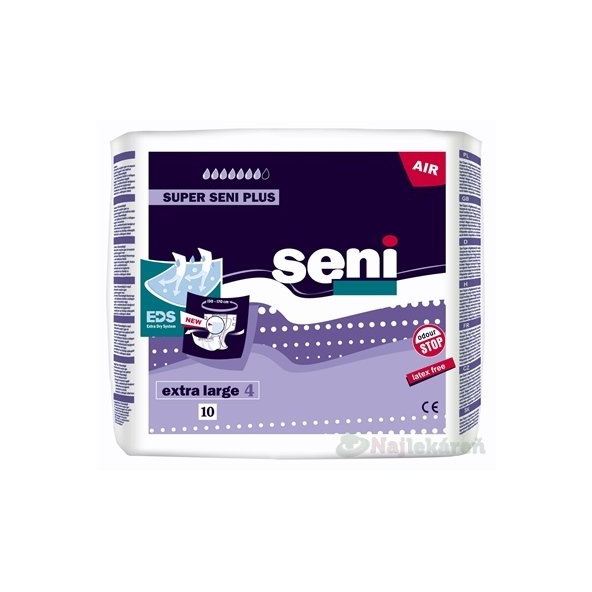 Seni SUPER PLUS AIR extra large 4 plienk. nohavičky,obvod 130-170cm, 10ks