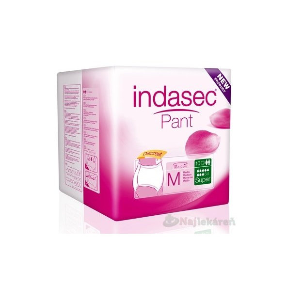 Indasec Pant Super M plienkove nohavičky navliekacie, boky 80-110cm, savosť 1900ml, 10ks