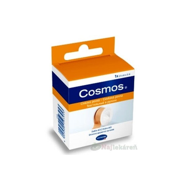 COSMOS Cievková pevná náplasť fixačná z textilnej tkaniny (2,5cmx5m) 1ks