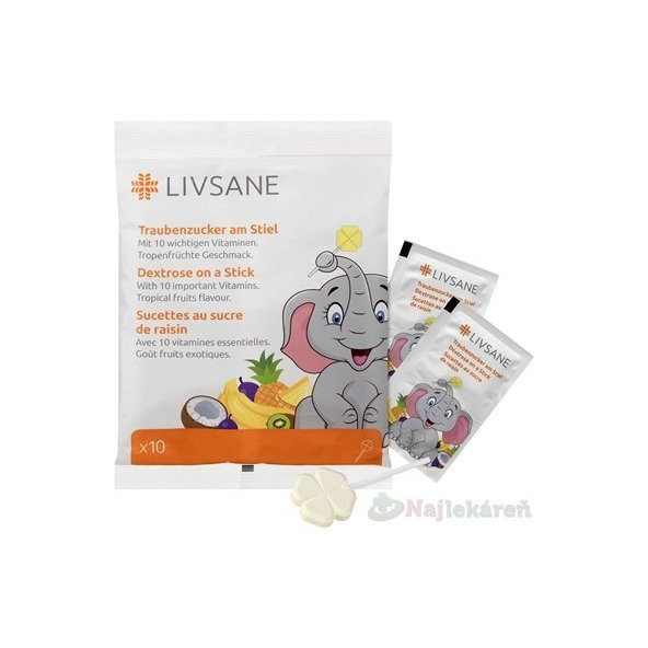 LIVSANE Lízanky s dextrózou a vitamínmi 10 ks