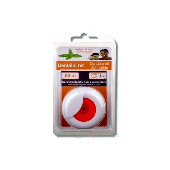 SOFTdent Dentálna niť voskovaná a s mätou 50 m 1 kus