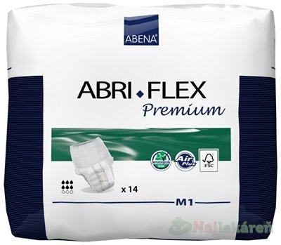 E-shop ABENA ABRI FLEX Premium M1 navliek. plienk. nohavičky, priedušné, boky 80-110cm, savosť 1400ml,14ks