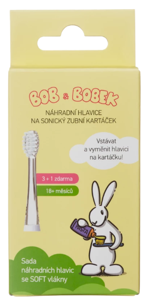 E-shop Bob a Bobek náhradné hlavice na detskú sonickú kefku od 18 mesiacov, 4 ks