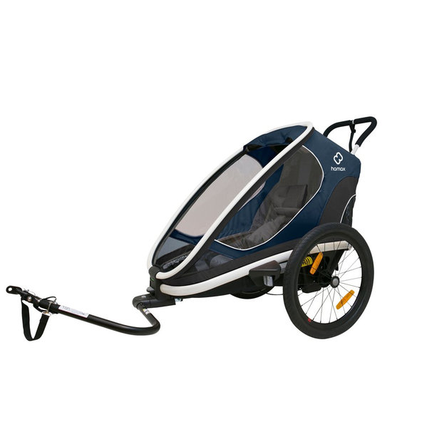 HAMAX Outback One - jednomiestny vozík za bicykel vr. ramená + kočíkovú set - Navy/White, polohov