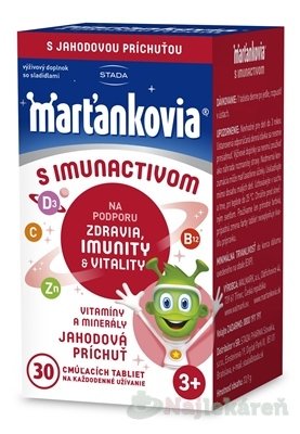 E-shop Marťankovia s Imunactivom, jahodové cmúľacie tablety, 30 ks
