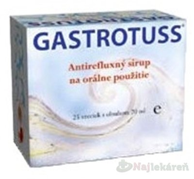 E-shop Gastrotuss sirup antirefluxný vo vrecúškach na pálenie záhy, 25x20 ml