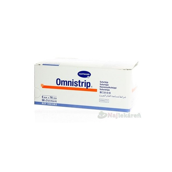 OMNISTRIP, hypoalergénne prúžky na stiahnutie rany (6x76mm) 50x3ks (150ks)
