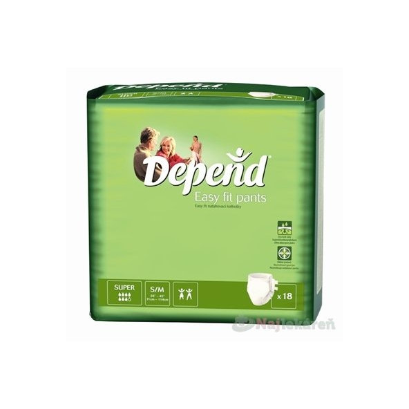 DEPEND Easy fit SUPER S/M naťahovacie a plienkové nohavičky 18ks