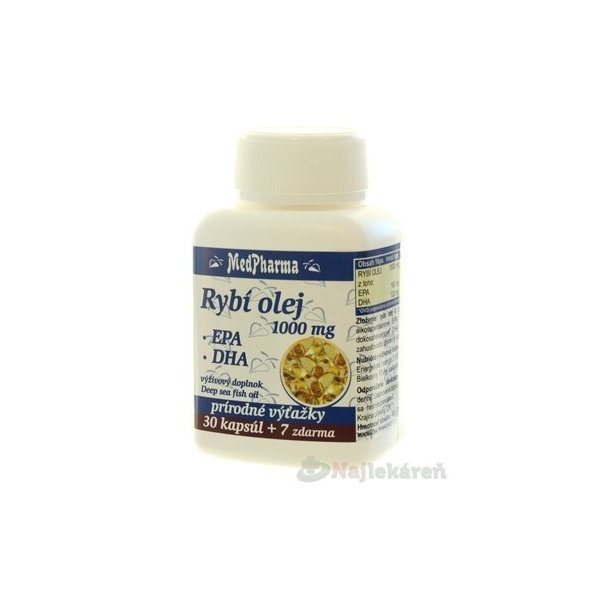 MedPharma RYBI OLEJ 1000 mg - EPA, DHA kapsule 30+7 zadarmo