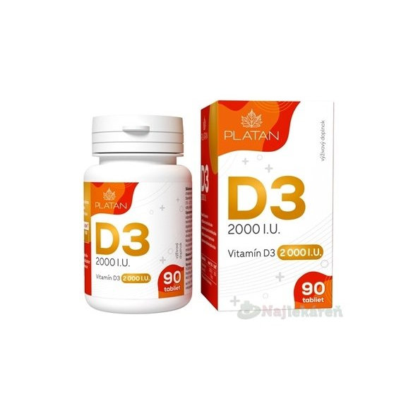 PLATAN Vitamín D3 2000 I.U., 90 tbl
