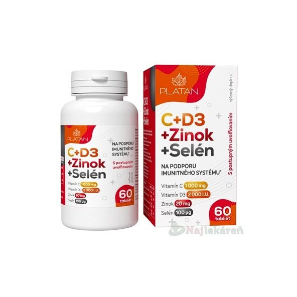 PLATAN C + D3 + Zinok + Selén, 60 tbl s postupným uvoľňovaním