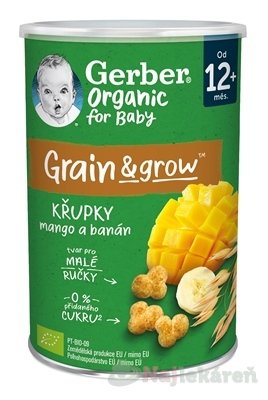 E-shop Gerber Organic CHRUMKY Kukurično-ovsené s mangom a banánom (od ukonč. 12. mesiaca) 35 g