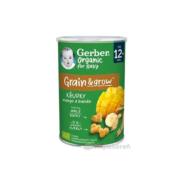 Gerber Organic CHRUMKY Kukurično-ovsené s mangom a banánom (od ukonč. 12. mesiaca) 35 g