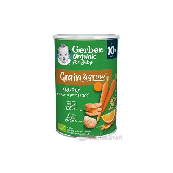 Gerber Organic CHRUMKY Pšenično-ovsené s mrkvou a pomarančom (od ukonč. 10. mesiaca) 35 g