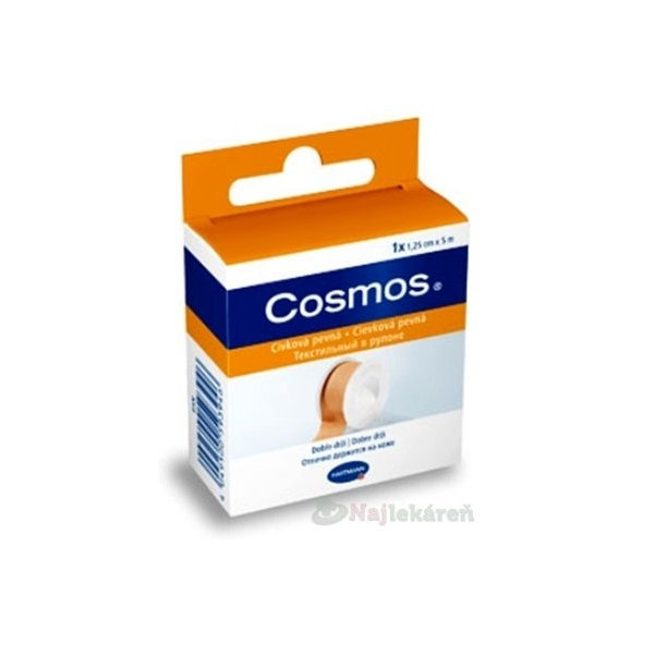 COSMOS Cievková pevná náplasť fixačná z textilnej tkaniny (1,25cmx5m) 1ks