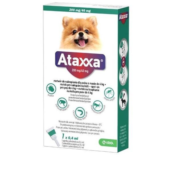 Ataxxa spot-on 0,4ml pipeta proti kliešťom a blchám pre psy do 4kg